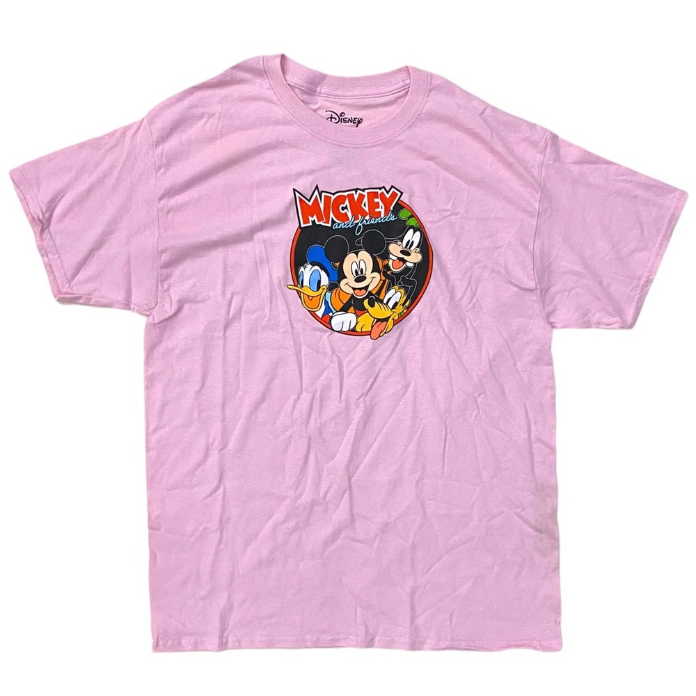 Mickey & Friends Men's Mickey Mouse, Donald Duck, & Goofy Tee T-Shirt - Pink